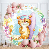 Aperturee - Circle Surf Tiger Round Baby Shower Backdrop